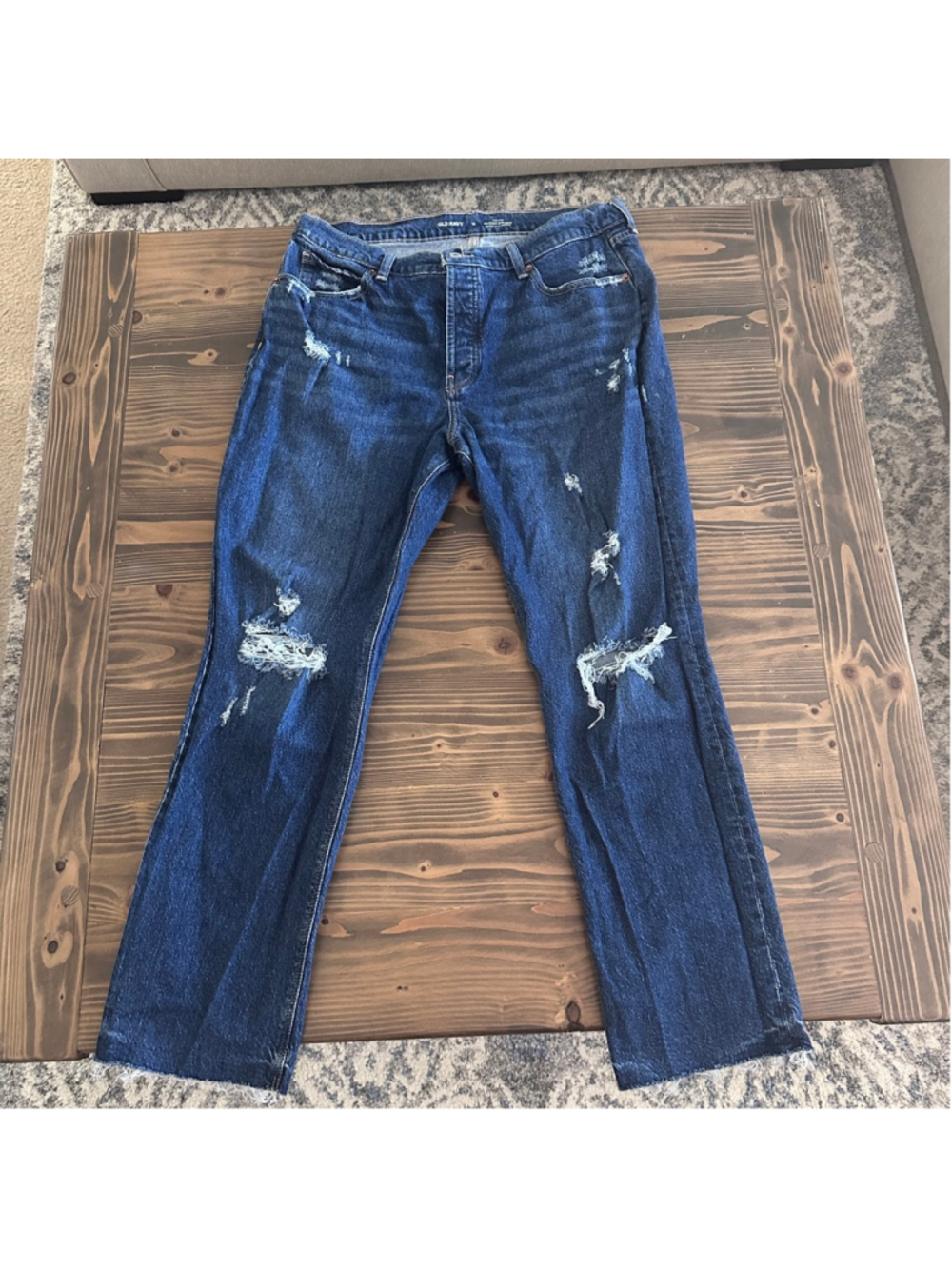 Old Navy High Rise Slouchy Straight Jeans Women’s 12 Distressed